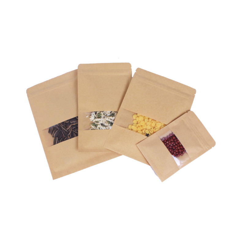 Resealable Snack Package Kraft Paper Zipper Bag with Custom Printing
