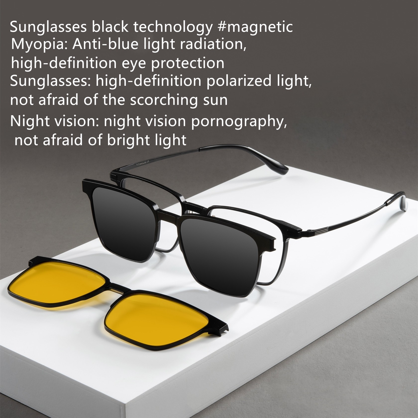 Large Frame Optical Glasses Set Of Polarized Night-Vision Film