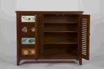 3 Adjustable Shelves Home Wood Furniture Cabinet With 4 Pattern Storage Drawers