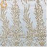 Buy cheap White Nigerian Wedding Dress Beaded Lace Fabric 91.44Cm Length from wholesalers
