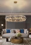 Smoke gray crystal chandelier for living room round hanging lamp decorative
