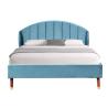 Buy cheap Blue Velvet Upholstered King Bed With Minimalist Headboard from wholesalers