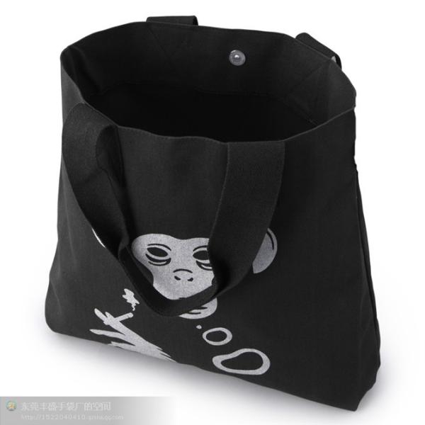 Buy cheap Washable Pure Black Canvas Grocery Bags Large Size Longitudinal Stripe from wholesalers