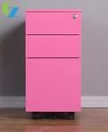 Office Equipment Pink Steel Mobile Pedestal 3 Drawer Cabinet Documents Storage