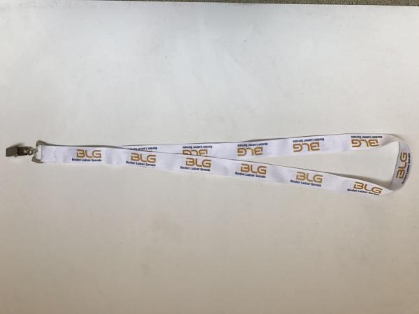 Buy cheap White color custom made badge holder lanyard printing yellow logo width 2cm from wholesalers