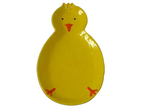 Buy cheap High Press Casted Ceramic Serving Platter Hand Painted Chick Shaped Strong Dolomite from wholesalers