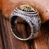 Buy cheap Thai Sterling Silver Brass 2 Tone Sunlight Engraved Retro Men Ring (059186) from wholesalers