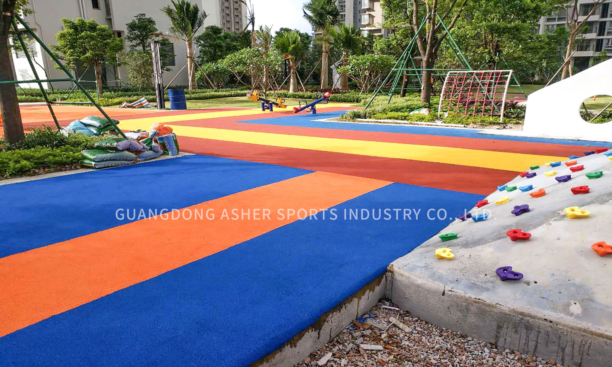 Moisture Proof Playground EPDM Flooring , Eco Rubber Flooring 15mm Thickness