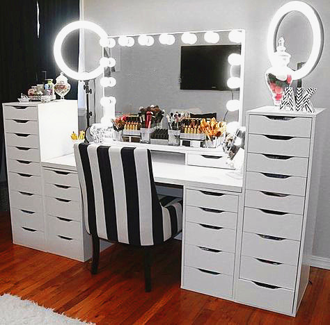 Bedroom Furniture Custom Makeup Vanity Hollywood Mirror Dressing Table