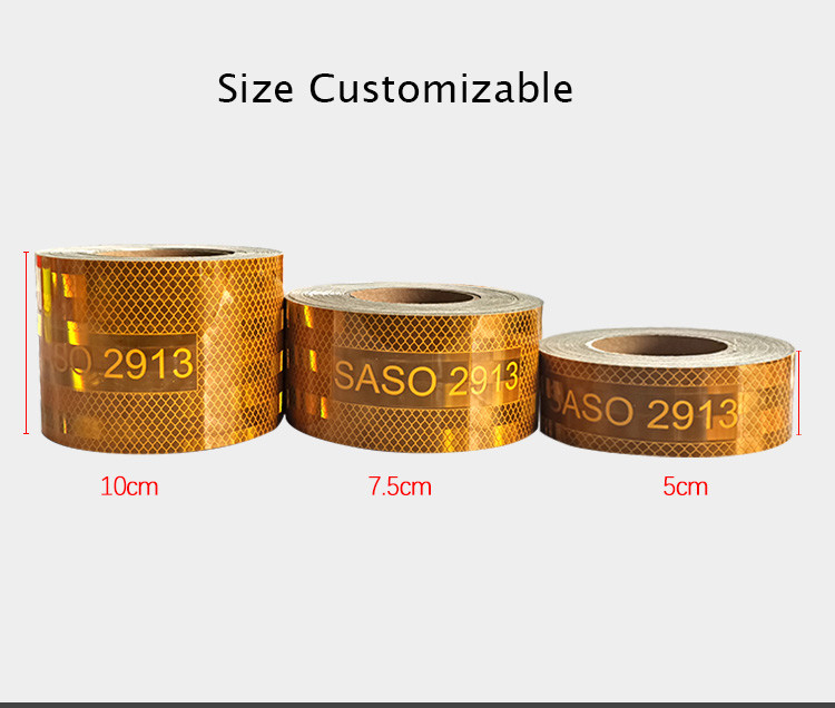 Custom Yellow Prismatic Strong Self Adhesive SASO 2913 Retro-reflective Tape For Truck