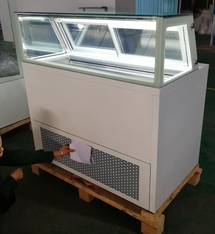 7 Pans Stainless Steel Ice Cream Showcase Freezer with Auto Defrost