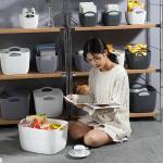 Sustainable Grey Plastic Basket For Clothes Storage Save Space