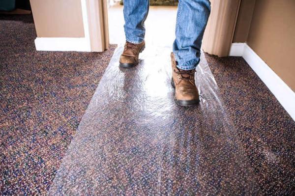 Buy cheap 2mil 2000mm Carpet Protective Film Self Adhesive High Tack Floor Shield from wholesalers