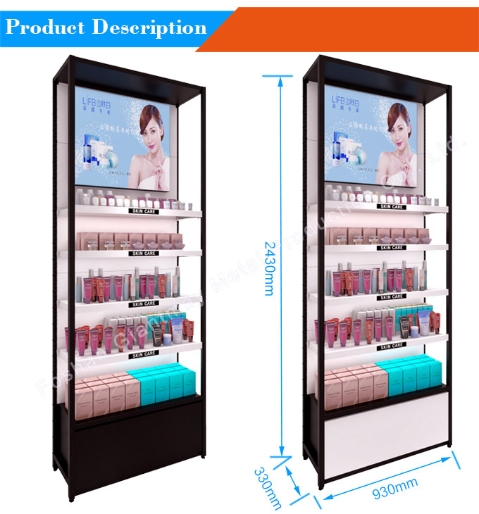Makeup Shelf Rack Shopping Mall Cosmetic Shop Display Stable Structure