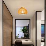 Modern Wood Birdcage E27 Ceiling Lights Nordic Home Deco Bamboo Weaving Wooden