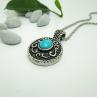 Buy cheap 925 Silver Plated Titanium Steel Rope Chain with Vintage Old Turquoise Pendant(SP046) from wholesalers