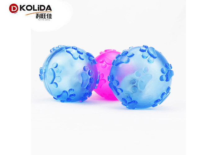 Paw Pattern Light Up Dog Ball Pink / Blue For Indoor / Outdoor Playing