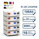 10 Years Warranty 51.2V 5Kwh Rechargeable Lithium Ion Pack 100Ah LiFePO4 Battery