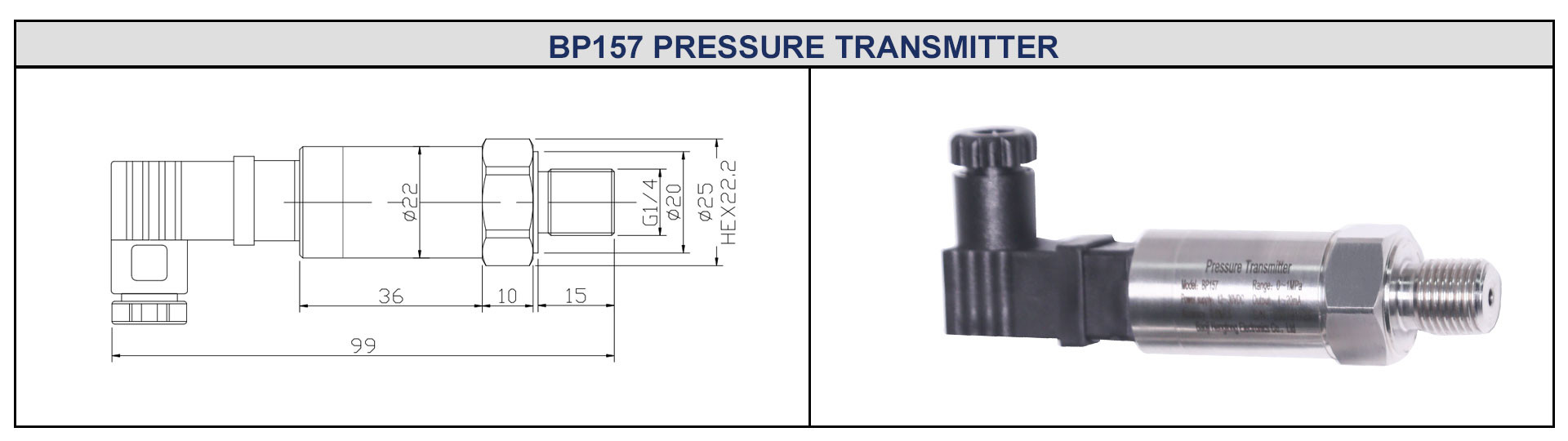 Mini DIN Industrial Pressure Sensor Transmitter 20Mpa High Temp Pressure Transducer