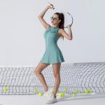Ruffled One Piece Womens Golf Clothes Tennis Skirts Sleeveless Sets With Shorts