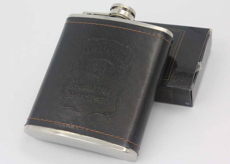 Jack Daniel'S 7 Oz Leather Hip Flask , Customized Alcohol Hip Flask