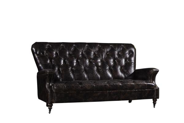 Buy cheap Durable Linen Black Leather 3 Seater Sofa , Three Seater Leather Couch Wooden Legs from wholesalers