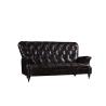 Buy cheap Durable Linen Black Leather 3 Seater Sofa , Three Seater Leather Couch Wooden Legs from wholesalers