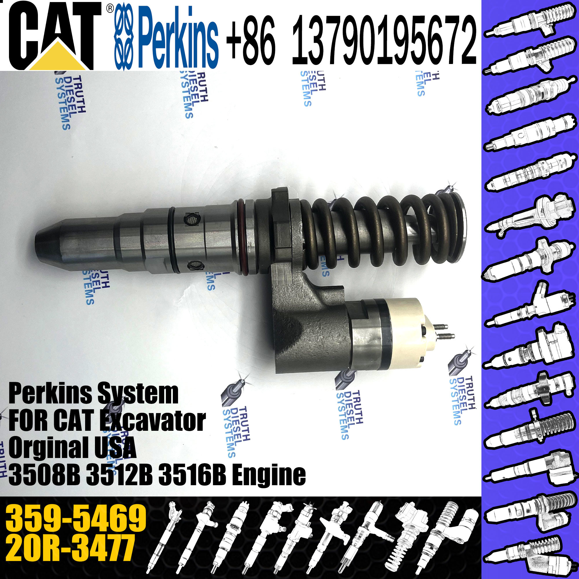 High Quality Common Rail Injector for 3508B /3512B/3516B 250-1314 10R-1290 2501314 10R1290
