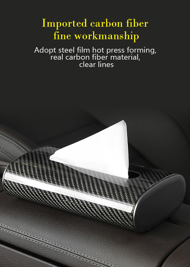 Luxury Home Anti Scratch Glossy Carbon Fiber Tissue Box
