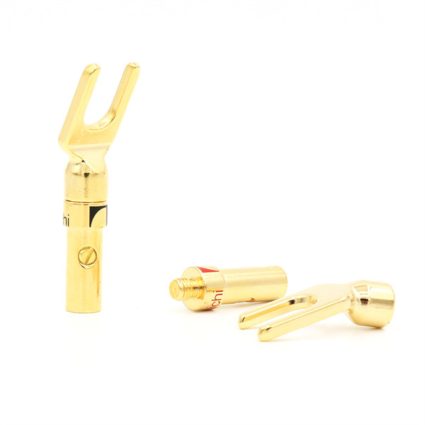 Multiscene Nakamichi Gold Plated Banana Plugs Y Spade Silver Color