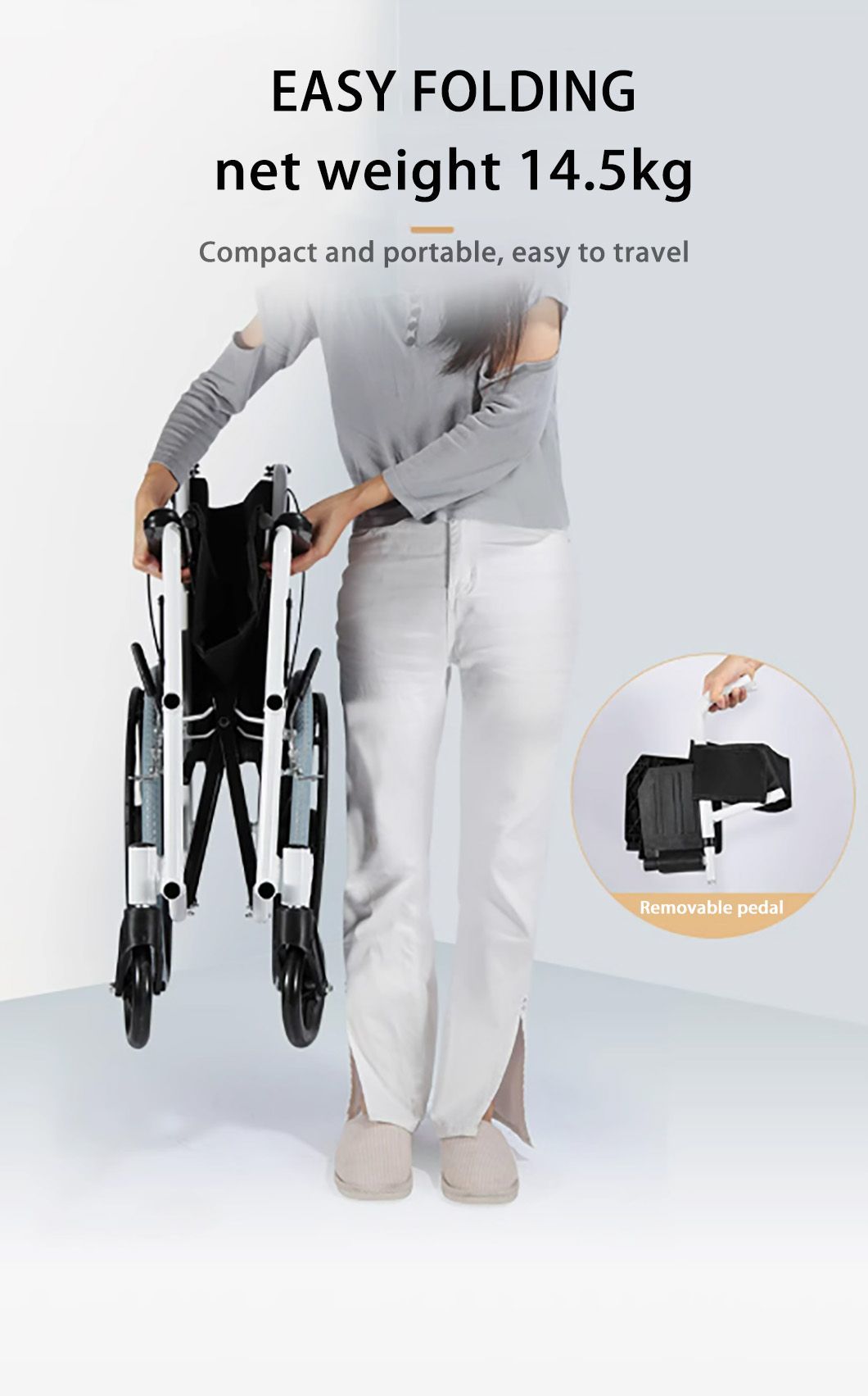 High Quality Cheap Lightweight Durable Folding Manual Aluminum Wheelchair