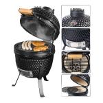 54x42.5x41.5CM 2 In 1 Kamado Ceramic Kettle Grill For Outdoor Cool Camping BBQ