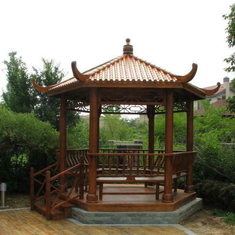 Sustainable Outdoor Chinese Wooden Pavilion Anti Corrosion