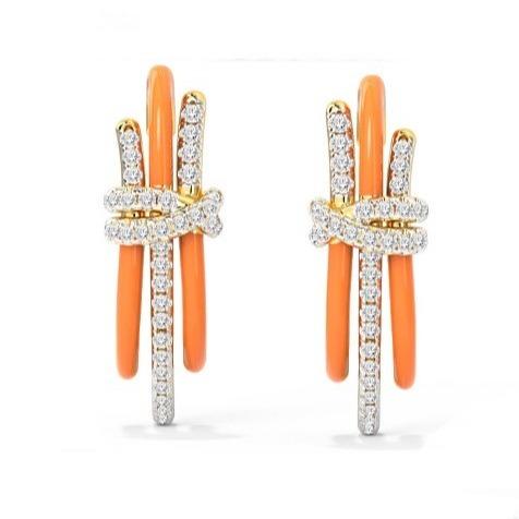 Buy cheap 2024 Fashion Brazilian Enigma Silver Earrings with Orange Epoxy and White CZ Jewelry Accessorie from wholesalers