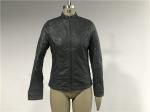 Upstyled Pleather Biker Jacket With Mandarin Collar Charcoal Tw74179
