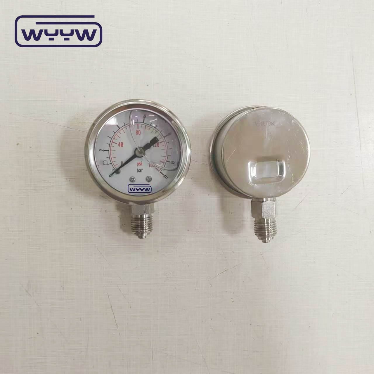 Black Painted Aluminium Pointer Liquid Filled Pressure Gauge Bourton Tube Stainless Steel High Accuracy ±1.6% Of Full Scale