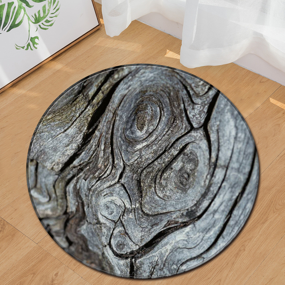Bedroom Marble Small Circular Rugs Polyester Computer Desk Floor Mat