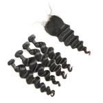 Long 9A Virgin Indian Curly Hair With Closure 4 Bundles CE Certification
