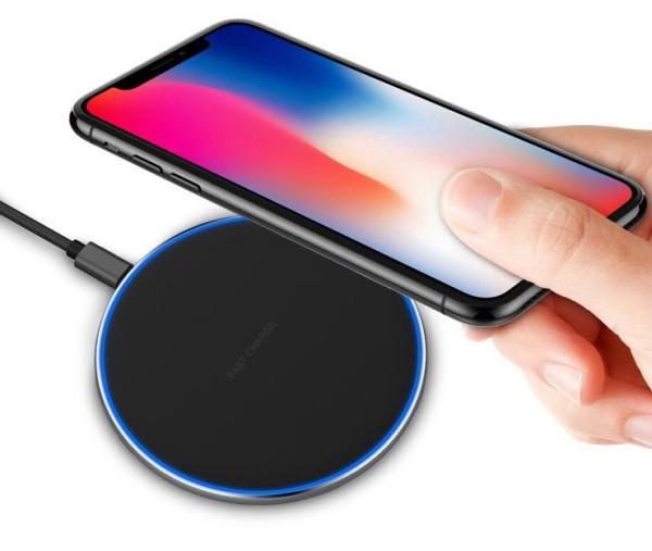 Quality ABS+Aluminum Super Slim QI Certified Fast Charging Portable Wireless Charger 10W/7.5W/5W for sale