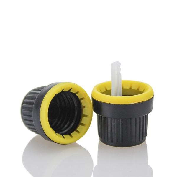 Child Resistant Black HDPE Plastic Bottle 24mm Orifice Reducer Caps For