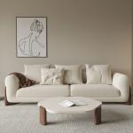 Minimalist Walnut Natural Stone Table Round Antique Marble Top Coffee Table