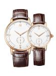 Brown Leather Band Quartz Couple Watch Genuine Diamond Quartz Watch