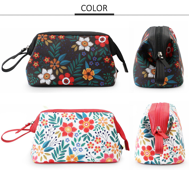 Wholesale Waterproof Vintage Floral Printed Cosmetic Bag Travel