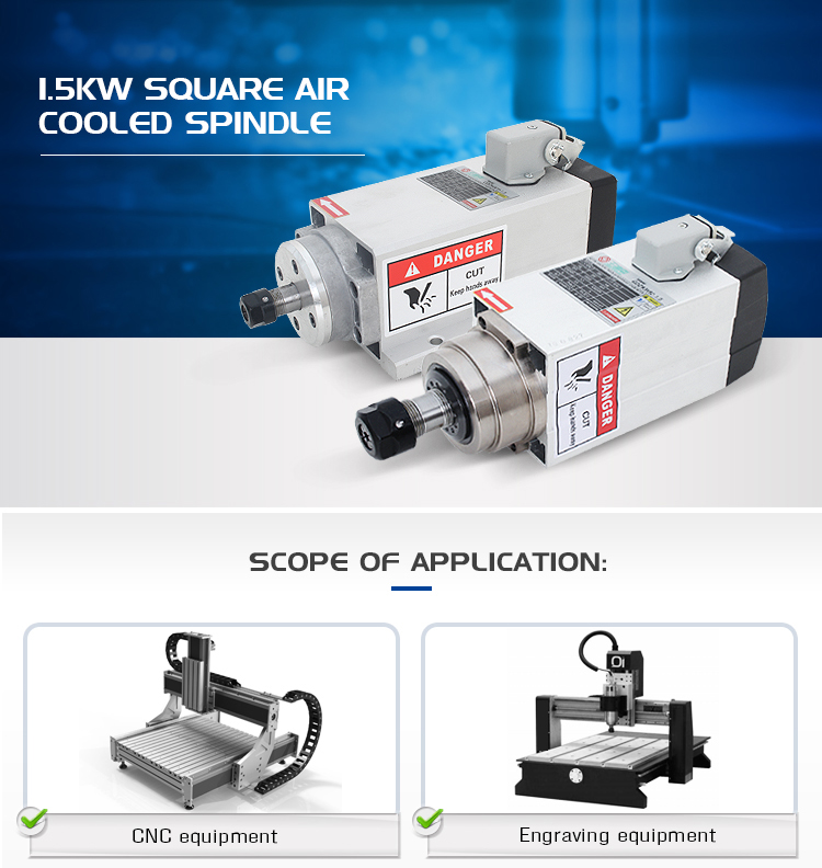 Inverter Drive GDZ-93x82-1.5 18000rpm Square Air Cooled Spindle Motor with ER20 Collect
