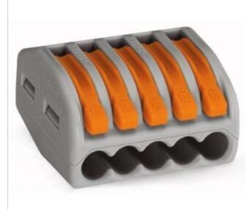 Push-wire Lighting Connectors for Flexible Conductors 5 poles easy access to
