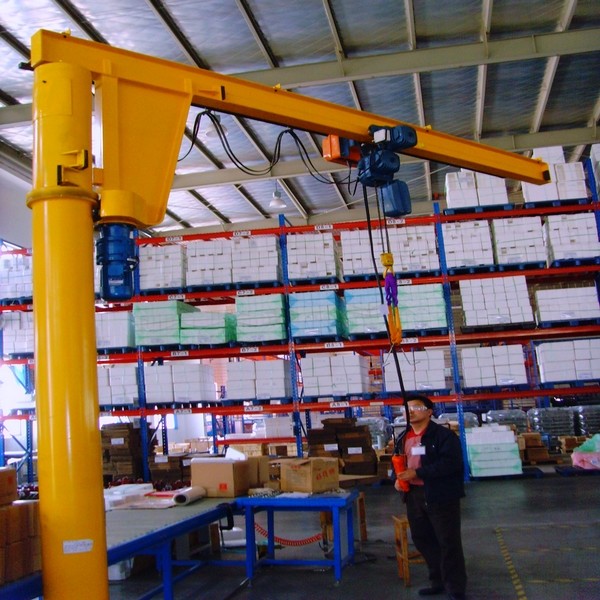 Red Color 3T 20m/Min Warehouse Pillar Mounted Jib Crane With Hoist