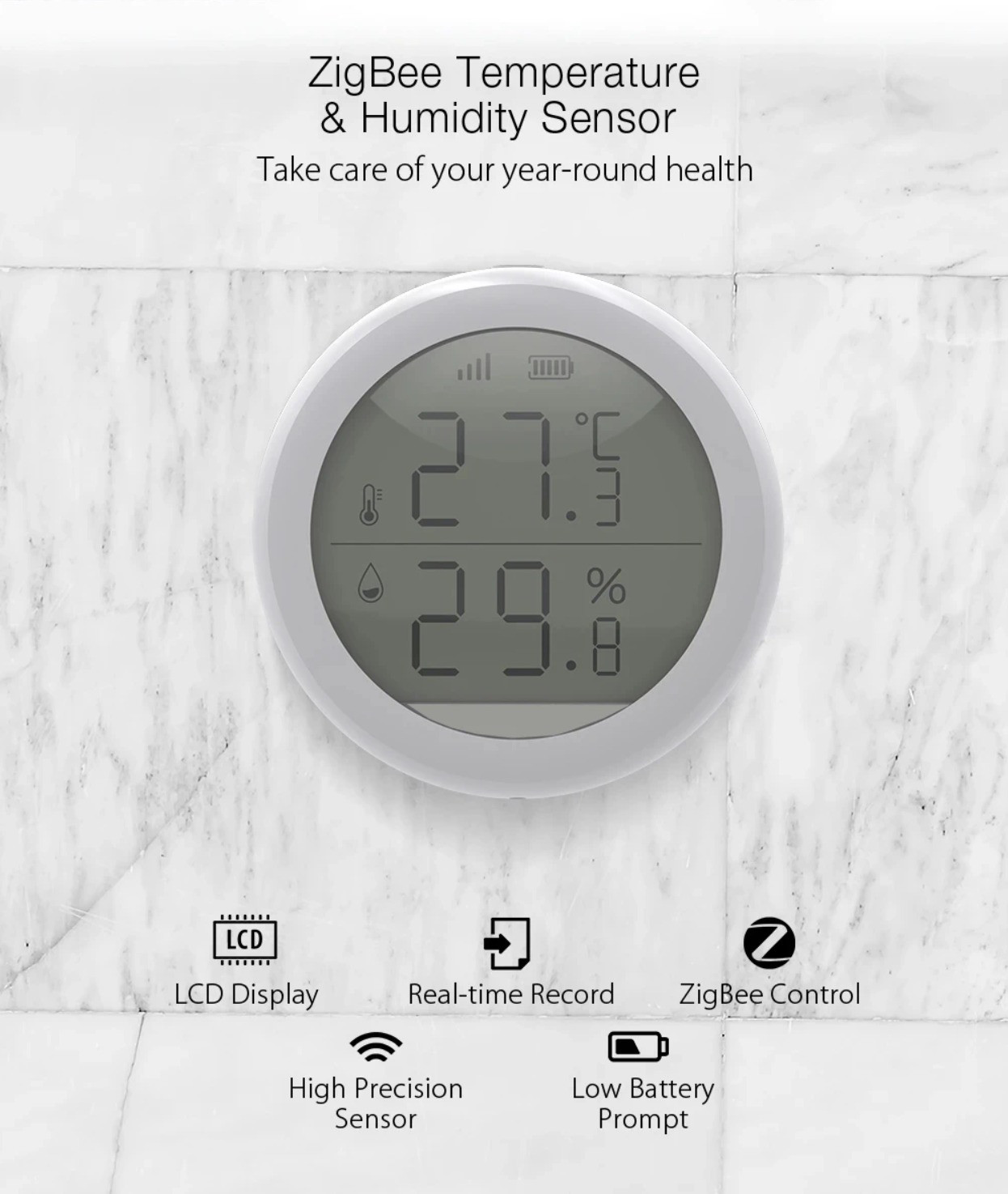 Smart Home Tuya Zigbee Wifi Wireless Smart Temperature And Humidity Sensor lcd Screen Use With Gateway