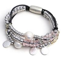 Buy cheap jewelry bracelet multi rows black real leather bio magnetic bracelet men, health product