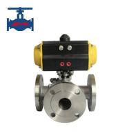 Buy cheap Stainless Steel Pneumatic Actuator Driven T Type L Type Three Way Ball Valve product