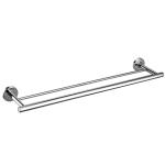 SUS304 Polished Nickel Double Towel Bar Modern 24 Inch Towel Rack Wall Mount